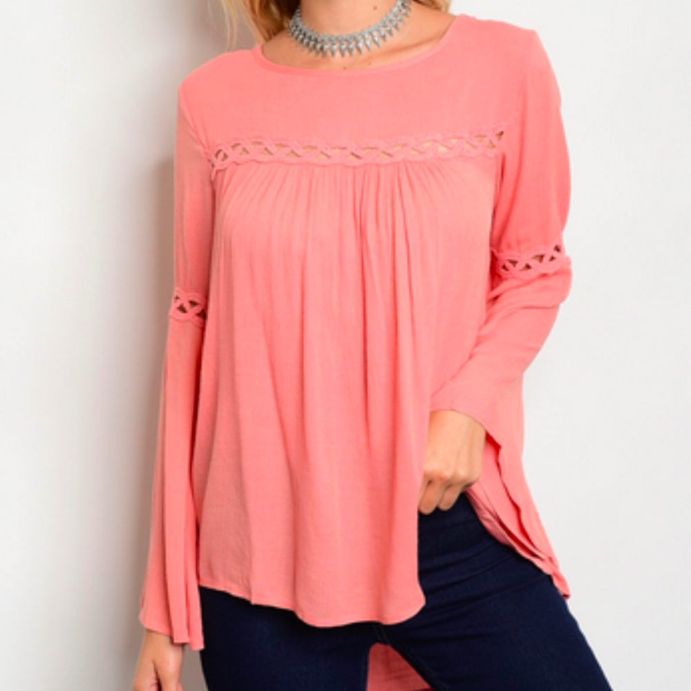 Mango Long Sleeve Flare Top